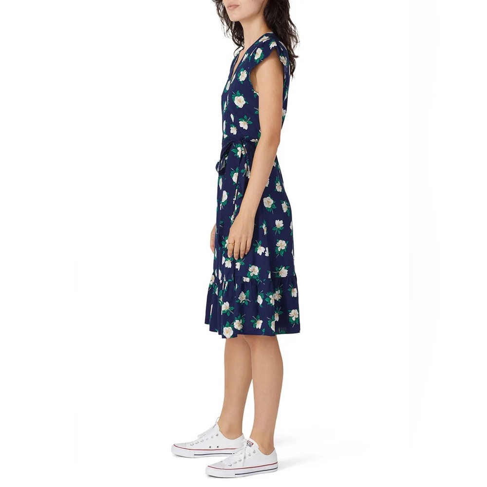 Draper James Navy Floral Flutter Wrap Dress - Picture 3 of 10